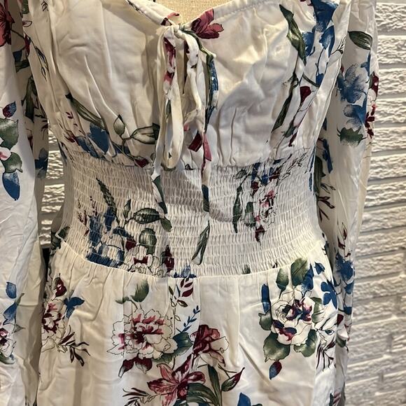 Urban Outfitters Lumiere Boho Floral Dress White Blue Pink Green Large - Picture 3 of 7